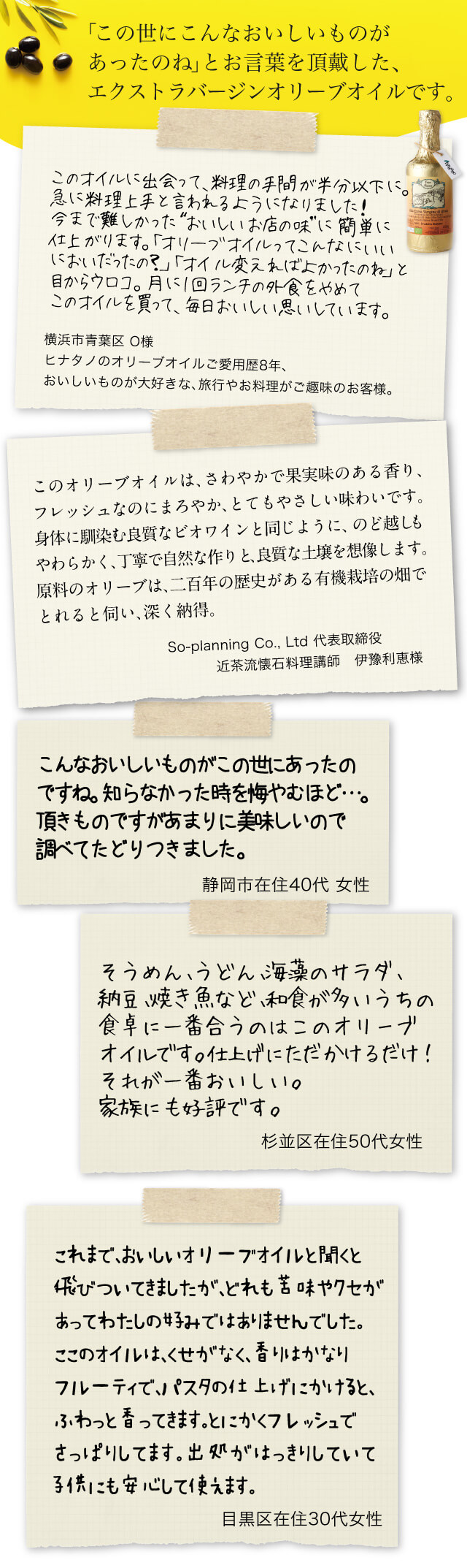 お客様から頂いた声